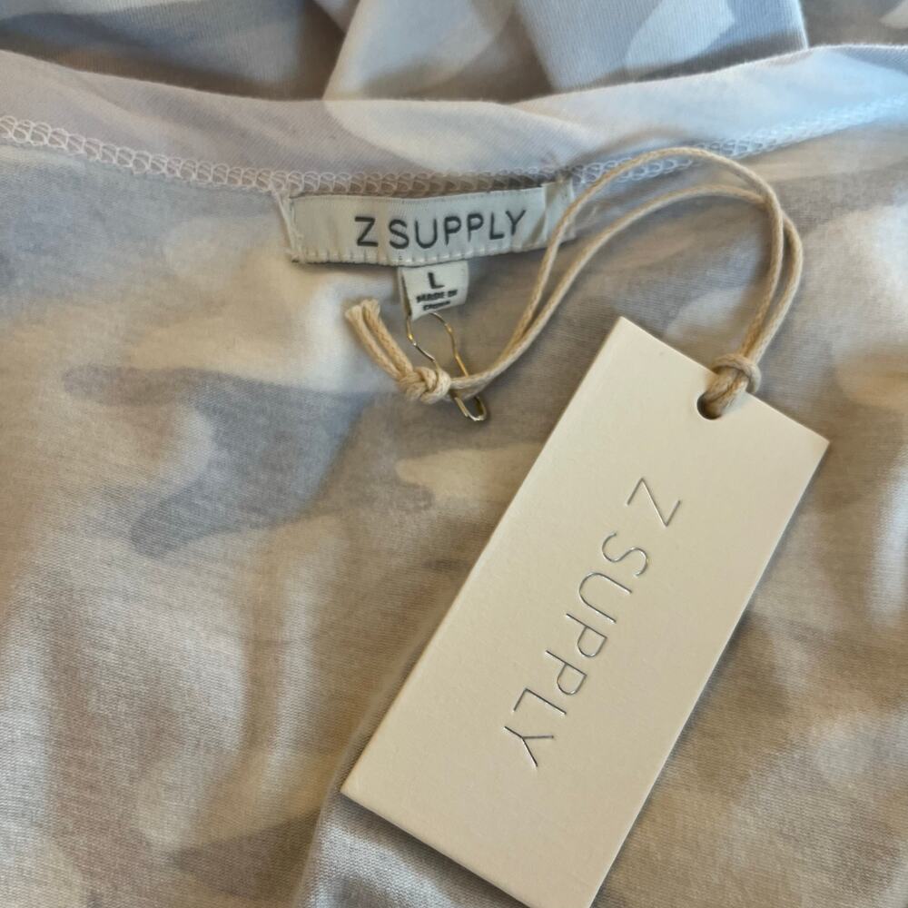 Z Supply Camo Avery Tank Dress Dove Gray Sleeveless Mini Cotton Casual NWT Large - Picture 9 of 13